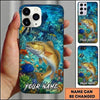 Maxcorners Fishing Vibrant Aqua Coral Reef Customized Name 3D Phone Case