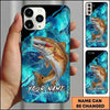 Maxcorners Fishing Black Teal Marble Lure Customized Name 3D Phone Case