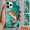 Maxcorners Fishing Teal Aqua Marble Wave Customized Name 3D Phone Case
