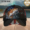 Maxcorners Fishing American Flag Night Lake Splash Customized Name 3D Cap