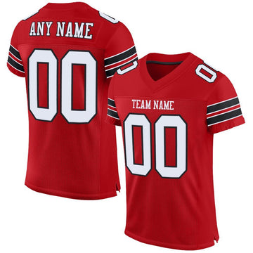 Maxcorners Custom Red White-Black Mesh Authentic Classic Football Jersey LM2605