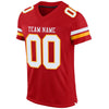 Maxcorners Custom Red White-Gold Mesh Authentic Football Jersey LM2605