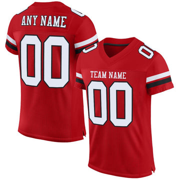 Maxcorners Custom Red White-Black Mesh Authentic Football Jersey LM2605