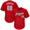 Maxcorners Custom Red White-Black Authentic Throwback Rib-Knit Baseball Jersey Shirt LM2605