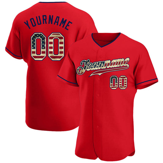 Maxcorners Custom Navy Vintage USA Flag-Cream Premium Baseball Jersey LM0210