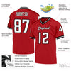 Maxcorners Custom Red White-Black Mesh Authentic Throwback Football Jersey LM2605