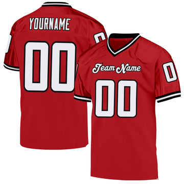 Maxcorners Custom Red White-Black Mesh Authentic Throwback Football Jersey LM2605