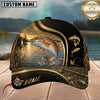 Maxcorners Fishing Black Gold Sunset Lake Customized Name 3D Cap