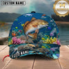 Maxcorners Fishing Blue Coral Reef Customized Name 3D Cap