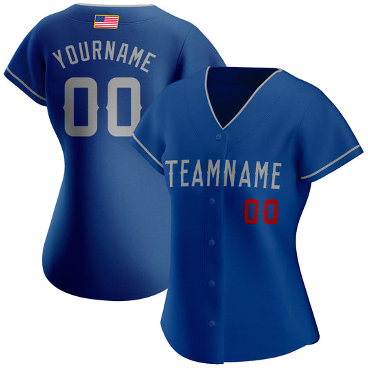 Maxcorners Custom Royal Gold-White Premium American Flag Fashion Baseball Jersey LM0210