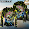 Maxcorners Fishing Neon Splash Personalized Name, Team Name Long Sleeve Shirt (9 Breeds)