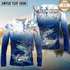 Maxcorners Fishing Ocean Scale Gradient Splash Design Personalized Name, Team Name Long Sleeve Shirt (9 Breeds)