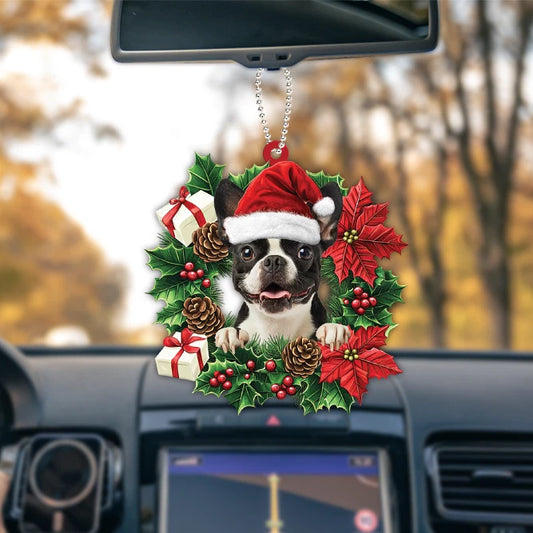 Maxcorners Personalized Boston Terrier Dog Christmas Wreath Ornament, Dog Hanging Ornament
2D Flat LM2511