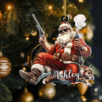 Maxcorners Personalized Hunting Santa Ornament 2025 â€“ Custom Deer Hunter Christmas Ornament
2D Flat LM2511