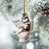 Maxcorners Personalized Siberian Husky Dog Reading Newspaper Ornament, Dog Hanging Ornament 2D Flat LM2511