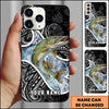 Maxcorners Fishing Tribal Pattern Black White Water Splash Personalized Name Phone Case (10 Fish Species)
