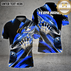 Maxcorners Bowling Shirt – Red Black Swirl Strike Pins & Ball 3D Motion Design – Personalized Name, Team Name 3D Shirt