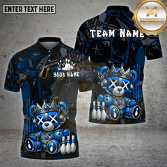 Maxcorners Bowling Shirt – Cyber Mecha Bear with Strike Pins & Bowling Ball – Personalized Name, Team Name 3D Shirt