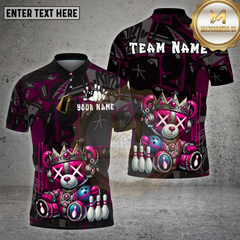 Maxcorners Bowling Shirt – Cyber Mecha Bear with Strike Pins & Bowling Ball – Personalized Name, Team Name 3D Shirt