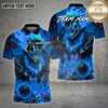 Maxcorners Bowling Shirt – Flaming Skull Strike Ball Fire Explosion 3D Design – Personalized Name, Team Name 3D Shirt