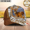 Maxcorners Deer Hunting Landscape Frame Brown Leather Custom Name 3D Cap ( 6 colors)