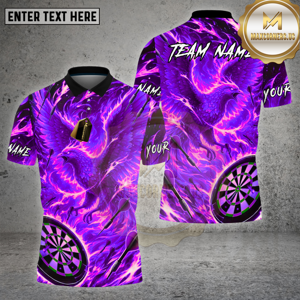 Maxcorners Dartboard Fire Phoenix Flame Art Design Multi Options Personalized Name Team Name 3D Shirt