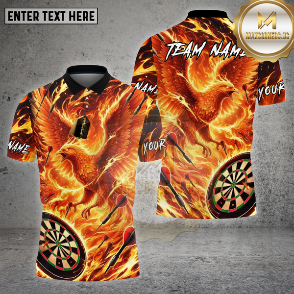 Maxcorners Dartboard Fire Phoenix Flame Art Design Multi Options Personalized Name Team Name 3D Shirt