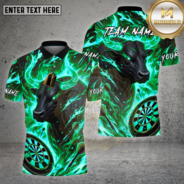 Maxcorners Dartboard Fire Bull Flame Art Design Multi Options Personalized Name Team Name 3D Shirt