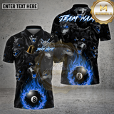 Maxcorners Billiards Shirt Dark Wolf Pack Flame 8 Ball Multioptions Personalized Name, Team Name Unisex 3D Shirt