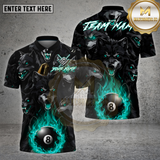 Maxcorners Billiards Shirt Dark Wolf Pack Flame 8 Ball Multioptions Personalized Name, Team Name Unisex 3D Shirt