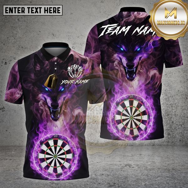 Maxcorners Darts Shirt Flame Wolf Dartboard Multioptions Personalized Name, Team Name Unisex 3D Shirt