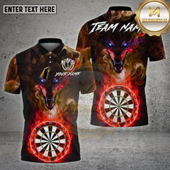 Maxcorners Darts Shirt Flame Wolf Dartboard Multioptions Personalized Name, Team Name Unisex 3D Shirt
