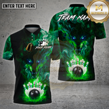 Maxcorners Bowling Shirt Purple Flame Wolf Bowling Strike Multioptions Personalized Name, Team Name Unisex 3D Shirt