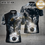 Maxcorners Bowling Shirt Purple Flame Wolf Bowling Strike Multioptions Personalized Name, Team Name Unisex 3D Shirt