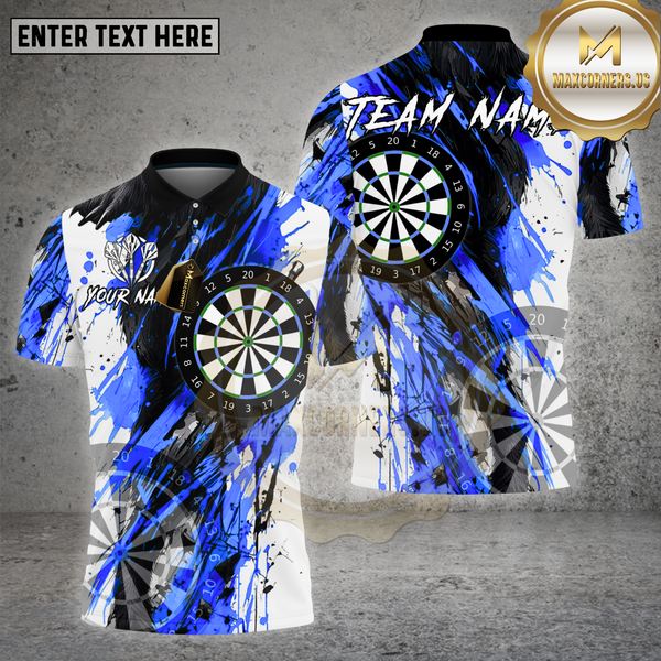Maxcorners Darts Shirt Black Abstract Dartboard Splash Multioptions Personalized Name, Team Name Unisex 3D Shirt
