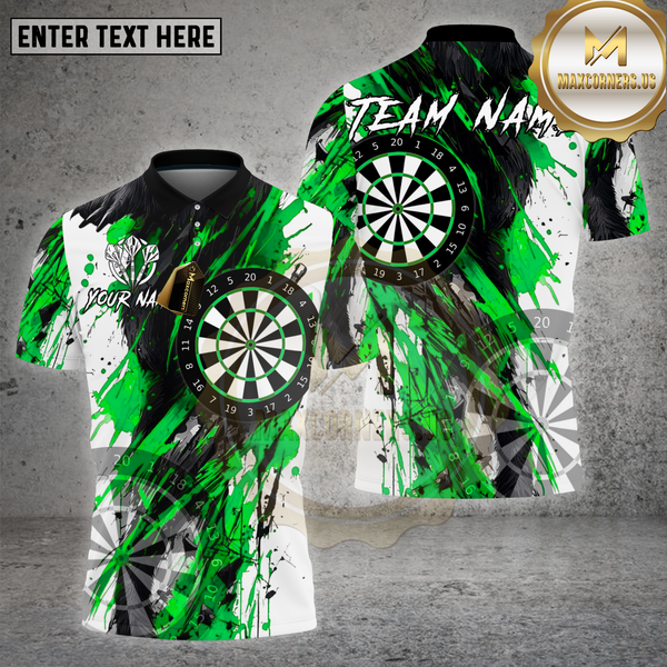 Maxcorners Darts Shirt Black Abstract Dartboard Splash Multioptions Personalized Name, Team Name Unisex 3D Shirt