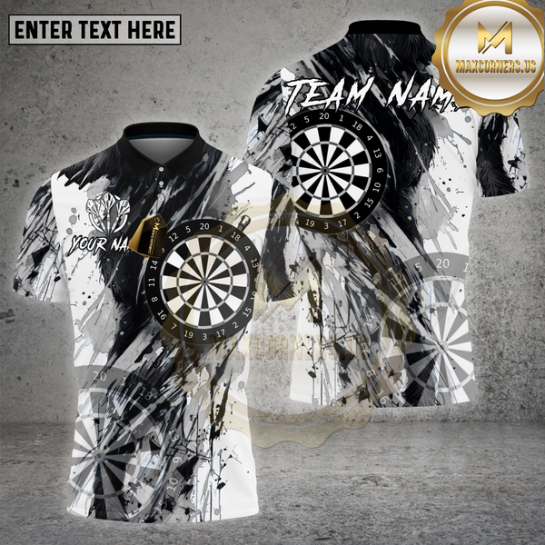 Maxcorners Darts Shirt Black Abstract Dartboard Splash Multioptions Personalized Name, Team Name Unisex 3D Shirt