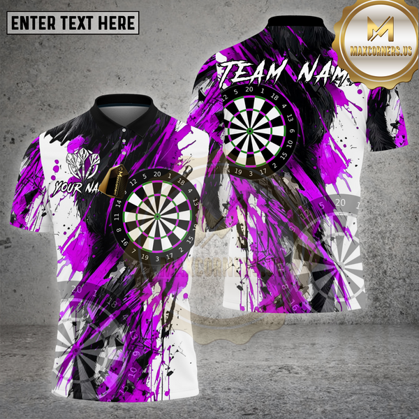 Maxcorners Darts Shirt Black Abstract Dartboard Splash Multioptions Personalized Name, Team Name Unisex 3D Shirt