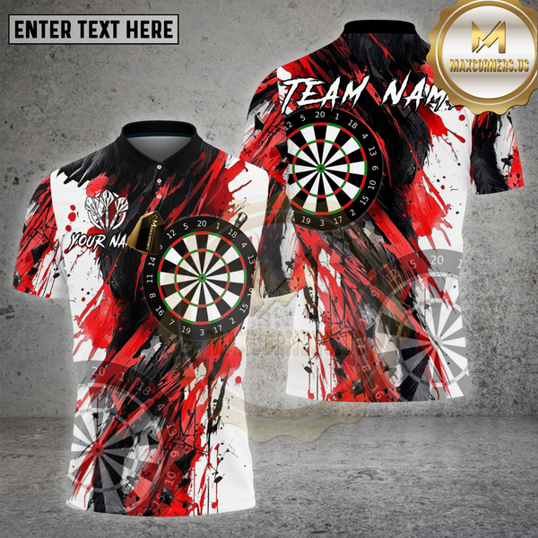 Maxcorners Darts Shirt Black Abstract Dartboard Splash Multioptions Personalized Name, Team Name Unisex 3D Shirt