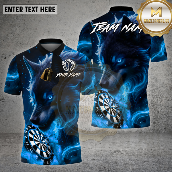 Maxcorners Darts Shirt Flame Wolf Light Dartboard Multioptions Personalized Name, Team Name Unisex 3D Shirt