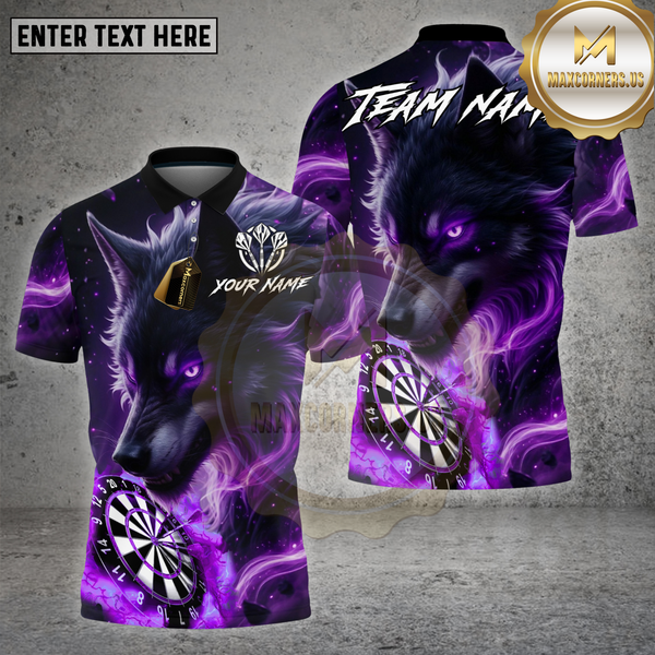 Maxcorners Darts Shirt Flame Wolf Light Dartboard Multioptions Personalized Name, Team Name Unisex 3D Shirt