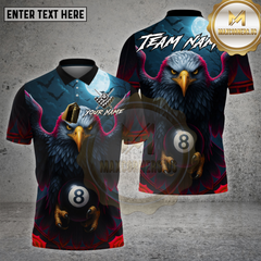 Maxcorners Billiards Shirt American Eagle Moonlight 8 Ball Multioptions Personalized Name, Team Name Unisex 3D Shirt