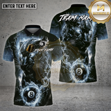 Maxcorners Billiards Shirt Electric Panther Lightning 8 Ball Multioptions Personalized Name, Team Name Unisex 3D Shirt