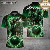 Maxcorners Bowling Shirt Electric Panther Lightning Bowling Strike Multioptions Personalized Name, Team Name Unisex 3D Shirt