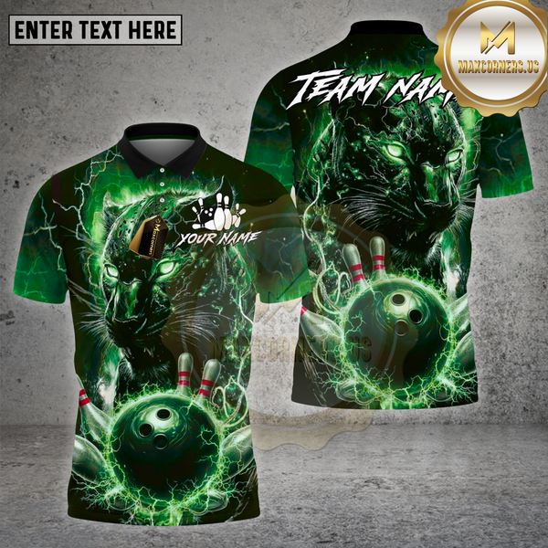 Maxcorners Bowling Shirt Electric Panther Lightning Bowling Strike Multioptions Personalized Name, Team Name Unisex 3D Shirt