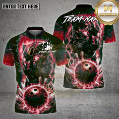 Maxcorners Bowling Shirt Electric Panther Lightning Bowling Strike Multioptions Personalized Name, Team Name Unisex 3D Shirt