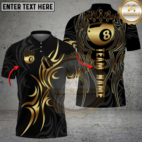 Maxcorners Billiards Shirt Royal Crown Gold 8 Ball Multioptions Personalized Name, Team Name Unisex 3D Shirt