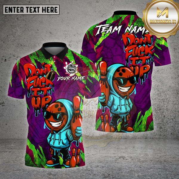 Maxcorners Bowling Shirt Graffiti Hoodie Character Multioptions Personalized Name, Team Name Unisex 3D Shirt (4 Colors)