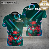 Maxcorners Bowling Shirt Neon Devil Character Multioptions Personalized Name, Team Name Unisex 3D Shirt (4 Colors)