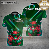 Maxcorners Bowling Shirt Neon Devil Character Multioptions Personalized Name, Team Name Unisex 3D Shirt (4 Colors)